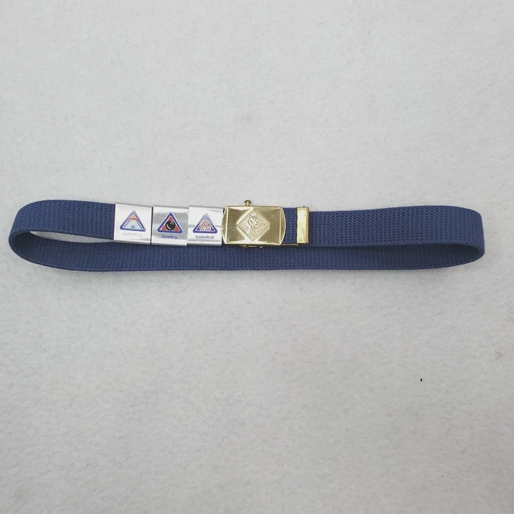 Boy Scouts Of America Belt Boys One Size Blue Web Brass Buckle Cub Scout